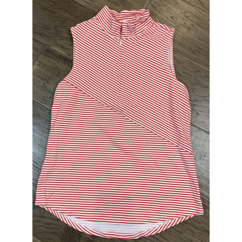 Tommy Bahama Golf Tennis Active Sleeveless Collared 1/4 Zip Tankโ Top XS Stripes